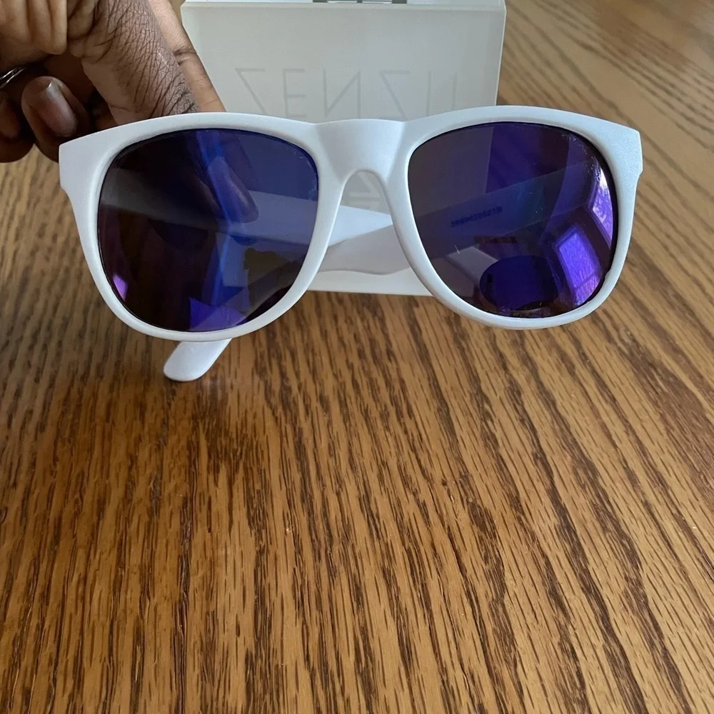White Frame Sunglasses With Blue Lens UV Protection